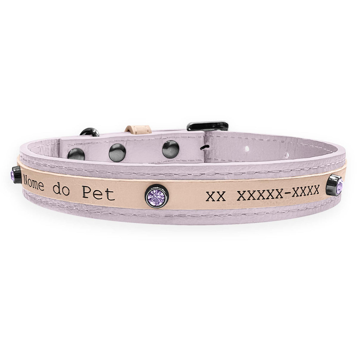 Coleira Personalizada para Cachorro com Strass | Aloha