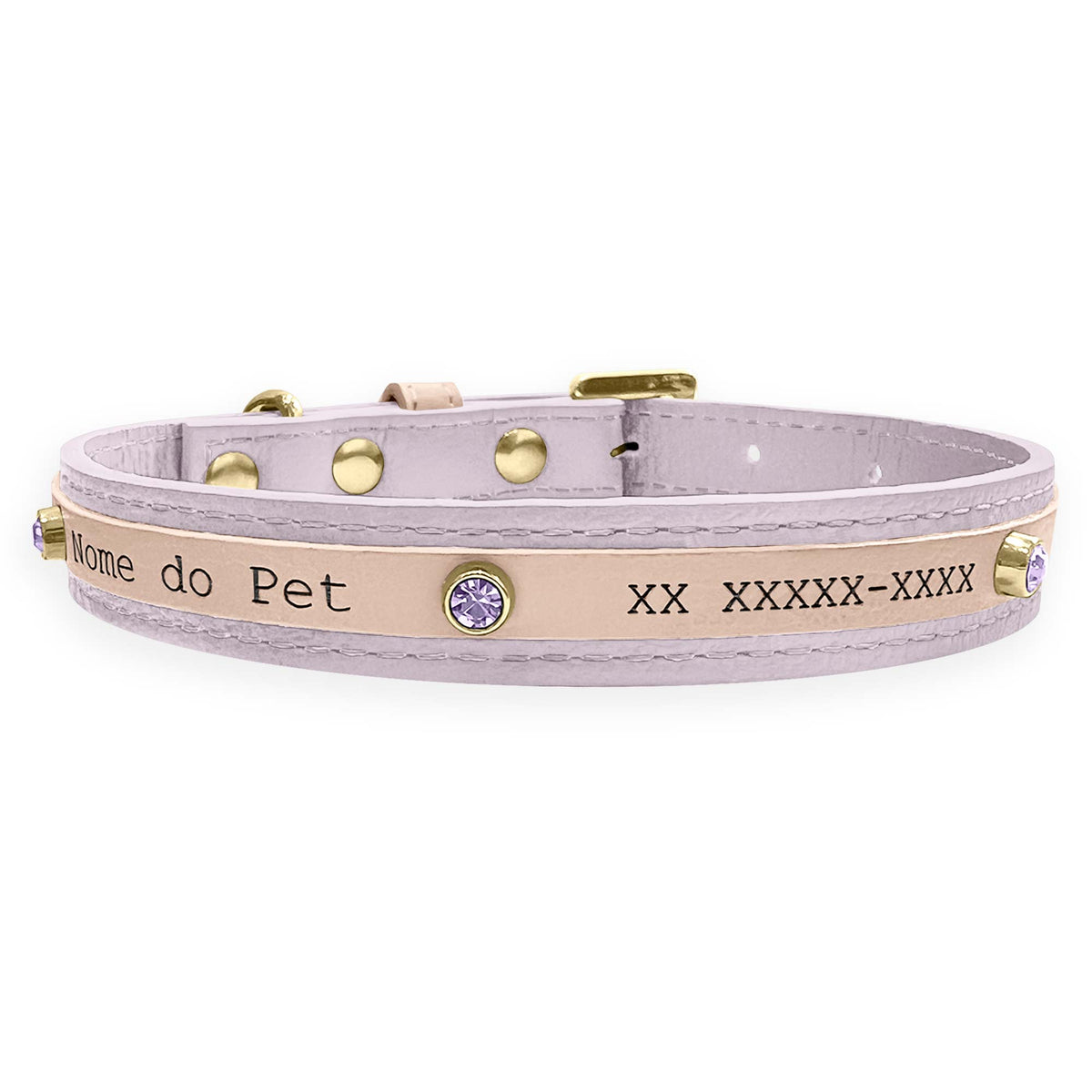 Coleira Personalizada para Cachorro com Strass | Aloha