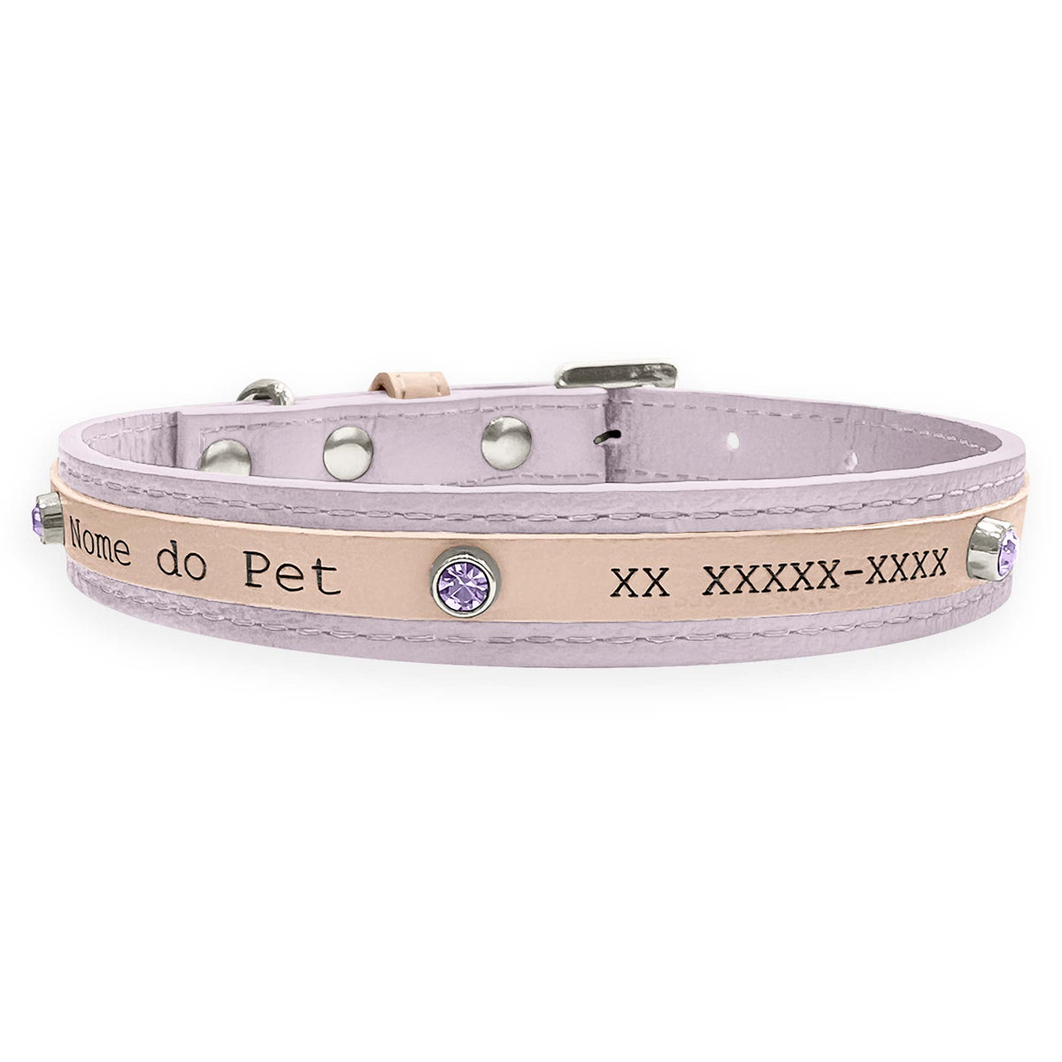 Coleira Personalizada para Cachorro com Strass | Aloha