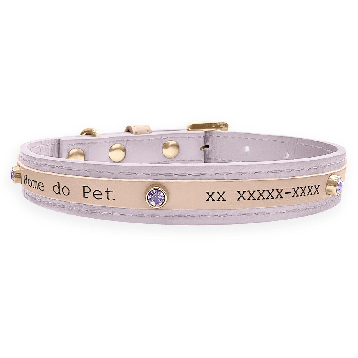 Coleira Personalizada para Cachorro com Strass | Aloha