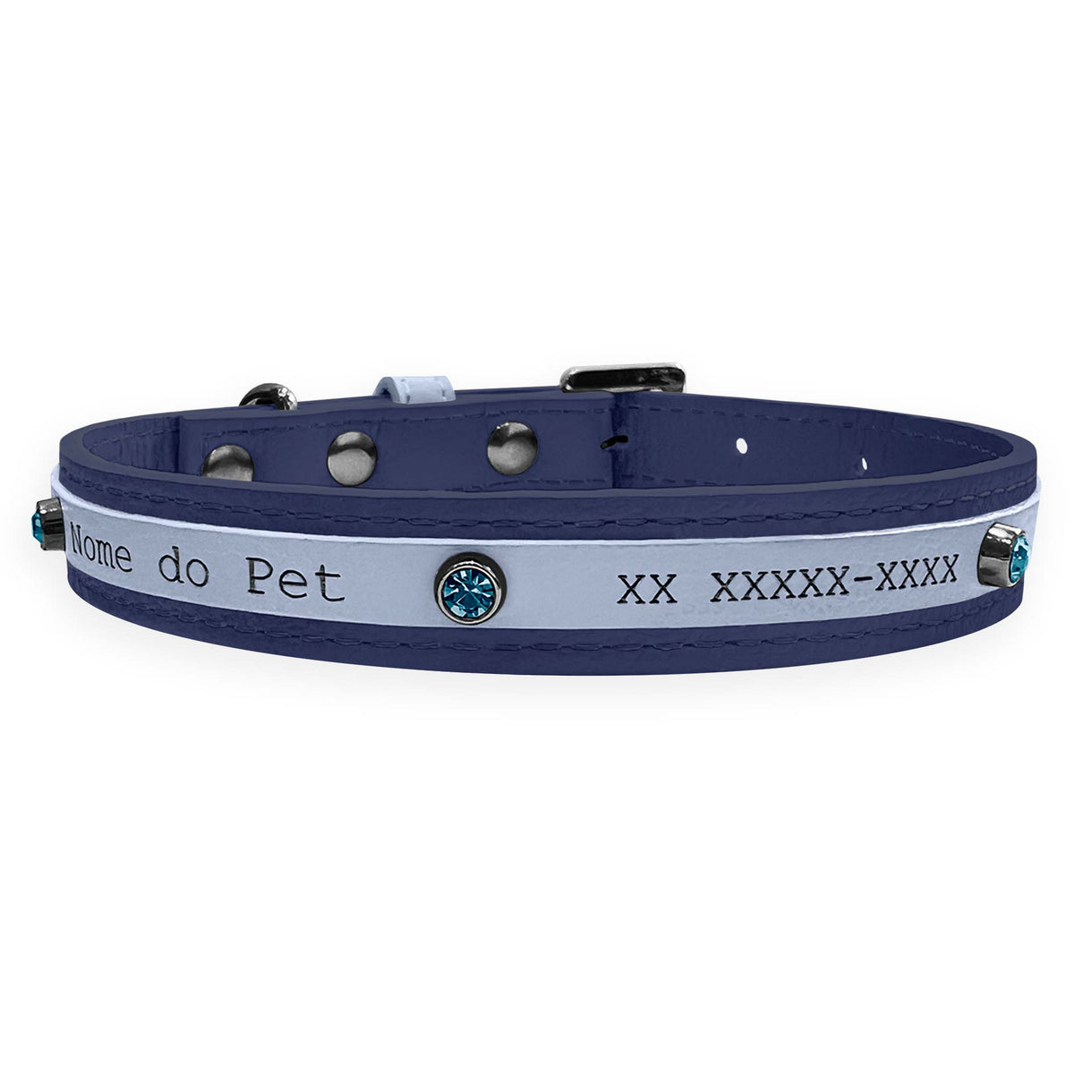 Coleira Personalizada para Cachorro com Strass | Aloha