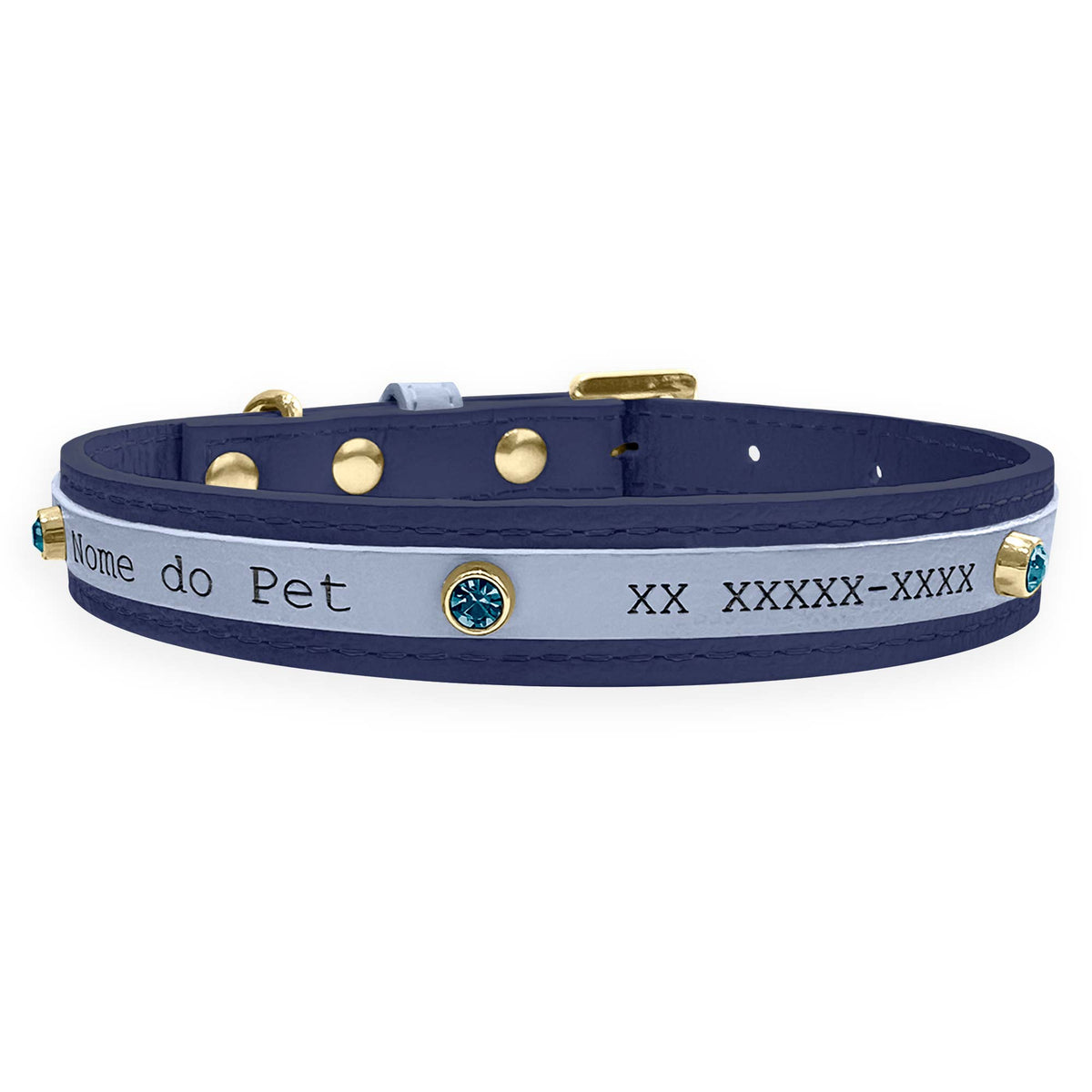 Coleira Personalizada para Cachorro com Strass | Aloha