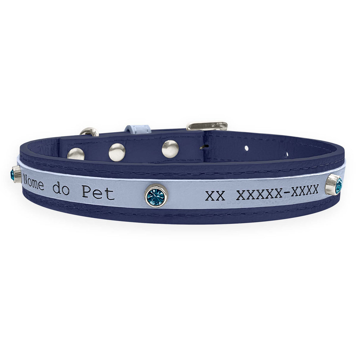 Coleira Personalizada para Cachorro com Strass | Aloha