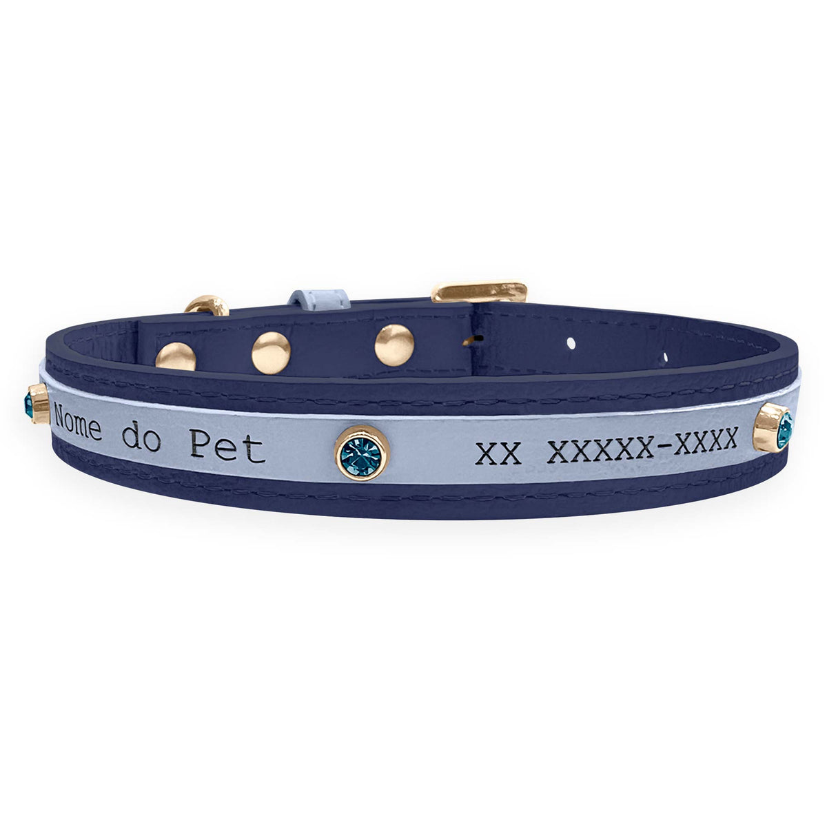 Coleira Personalizada para Cachorro com Strass | Aloha