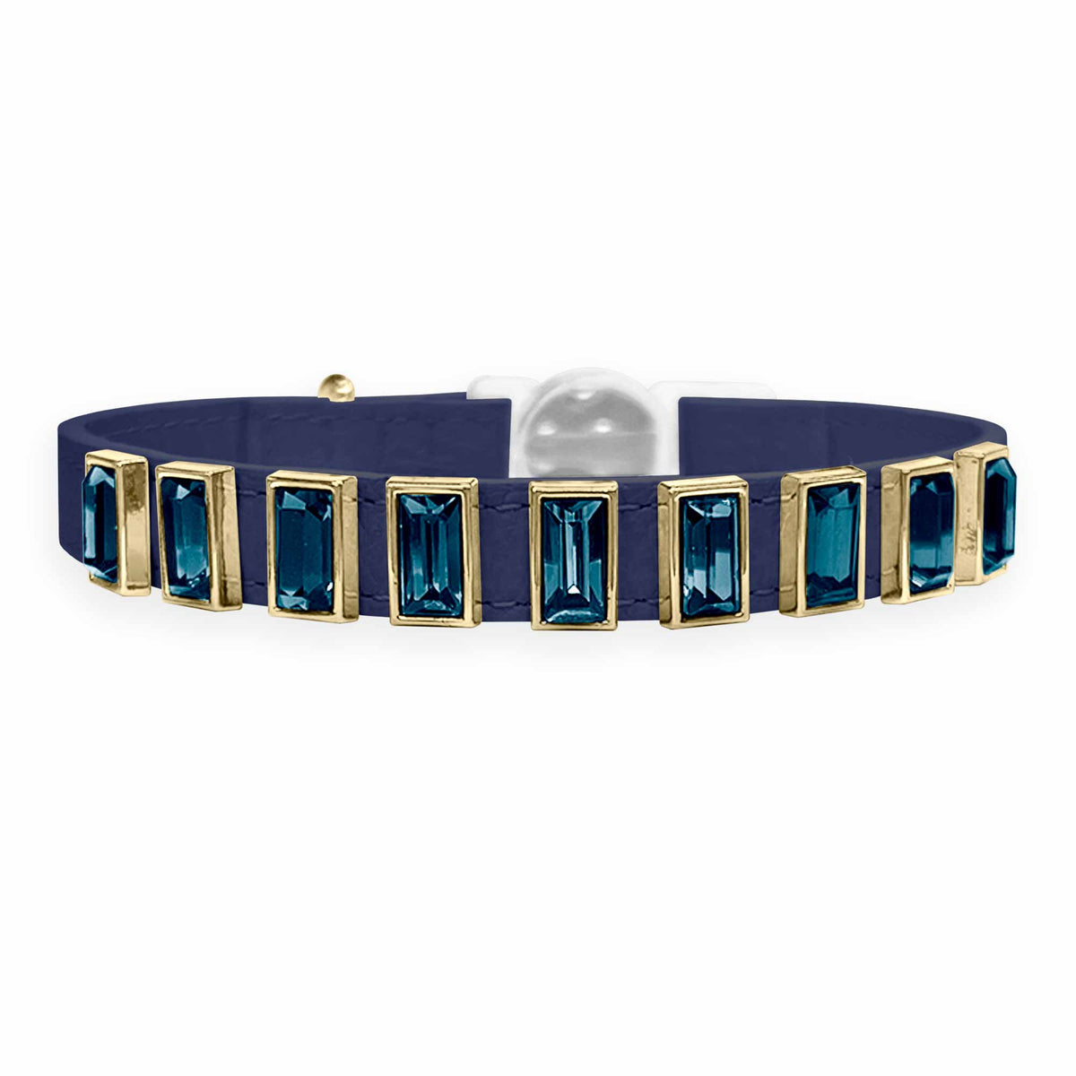 Coleira para Gato em Couro com Strass Retangular | Ivy