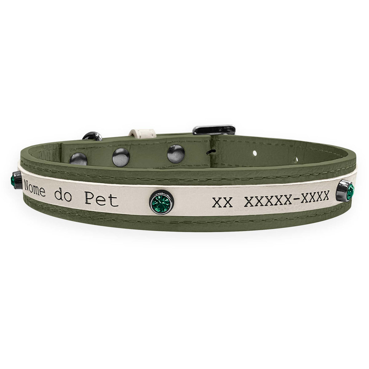 Coleira Personalizada para Cachorro com Strass | Aloha