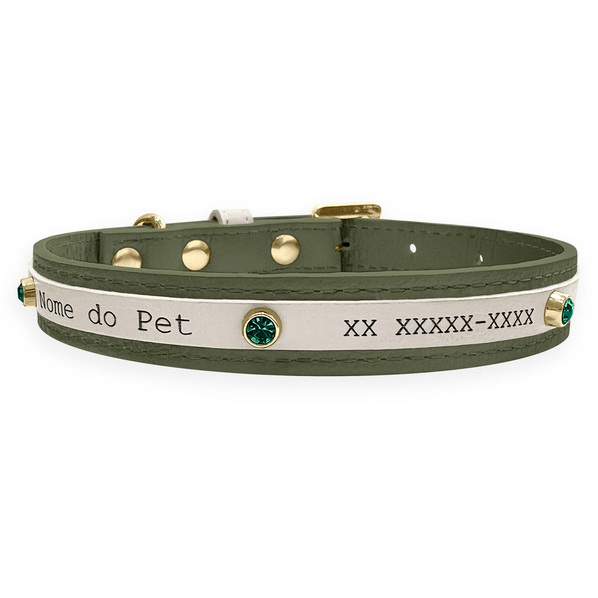 Coleira Personalizada para Cachorro com Strass | Aloha