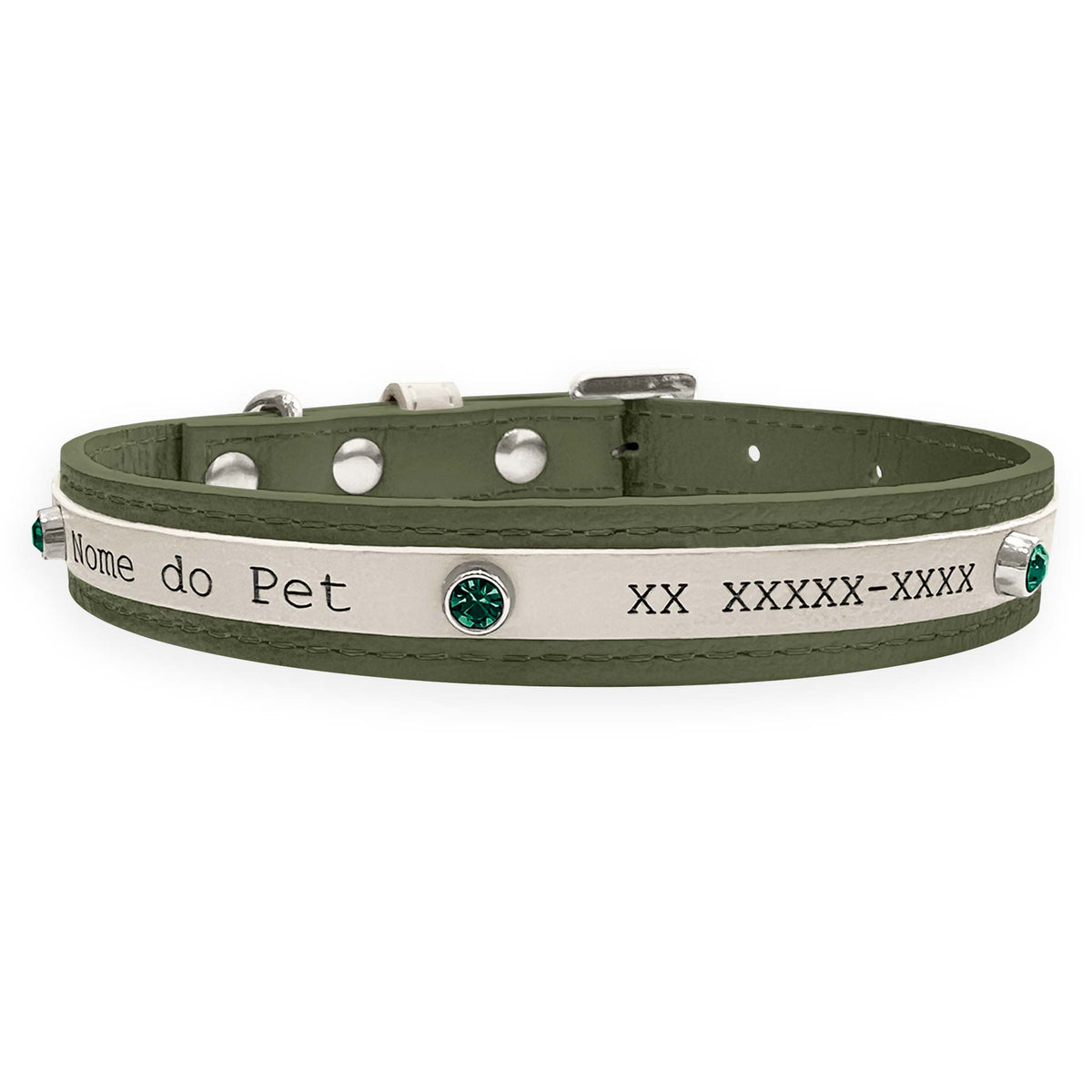 Coleira Personalizada para Cachorro com Strass | Aloha