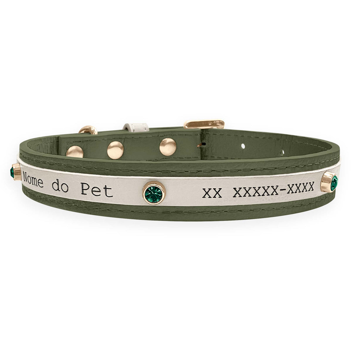 Coleira Personalizada para Cachorro com Strass | Aloha