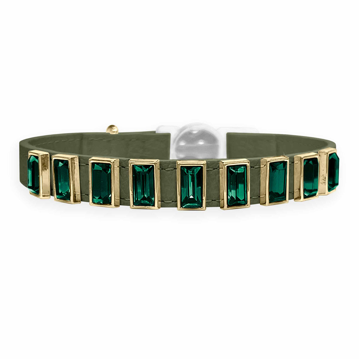 Coleira para Gato em Couro com Strass Retangular | Ivy