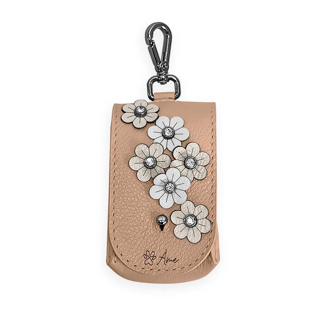 Porta Saquinhos Higiênicos de Couro com Flores | Prímula