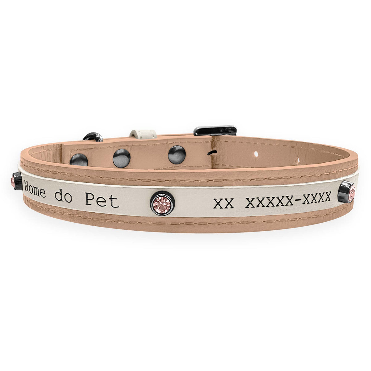 Coleira Personalizada para Cachorro com Strass | Aloha