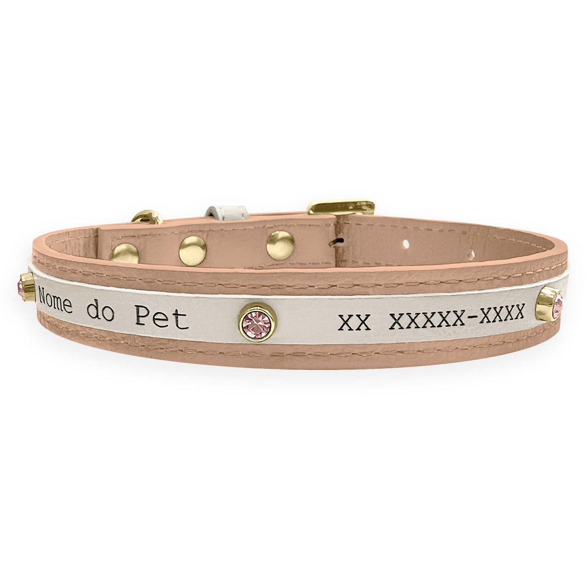 Coleira Personalizada para Cachorro com Strass | Aloha