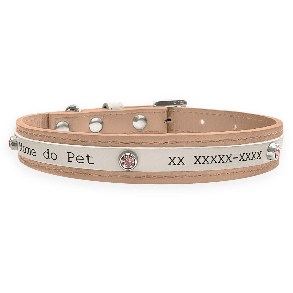 Coleira Personalizada para Cachorro com Strass | Aloha