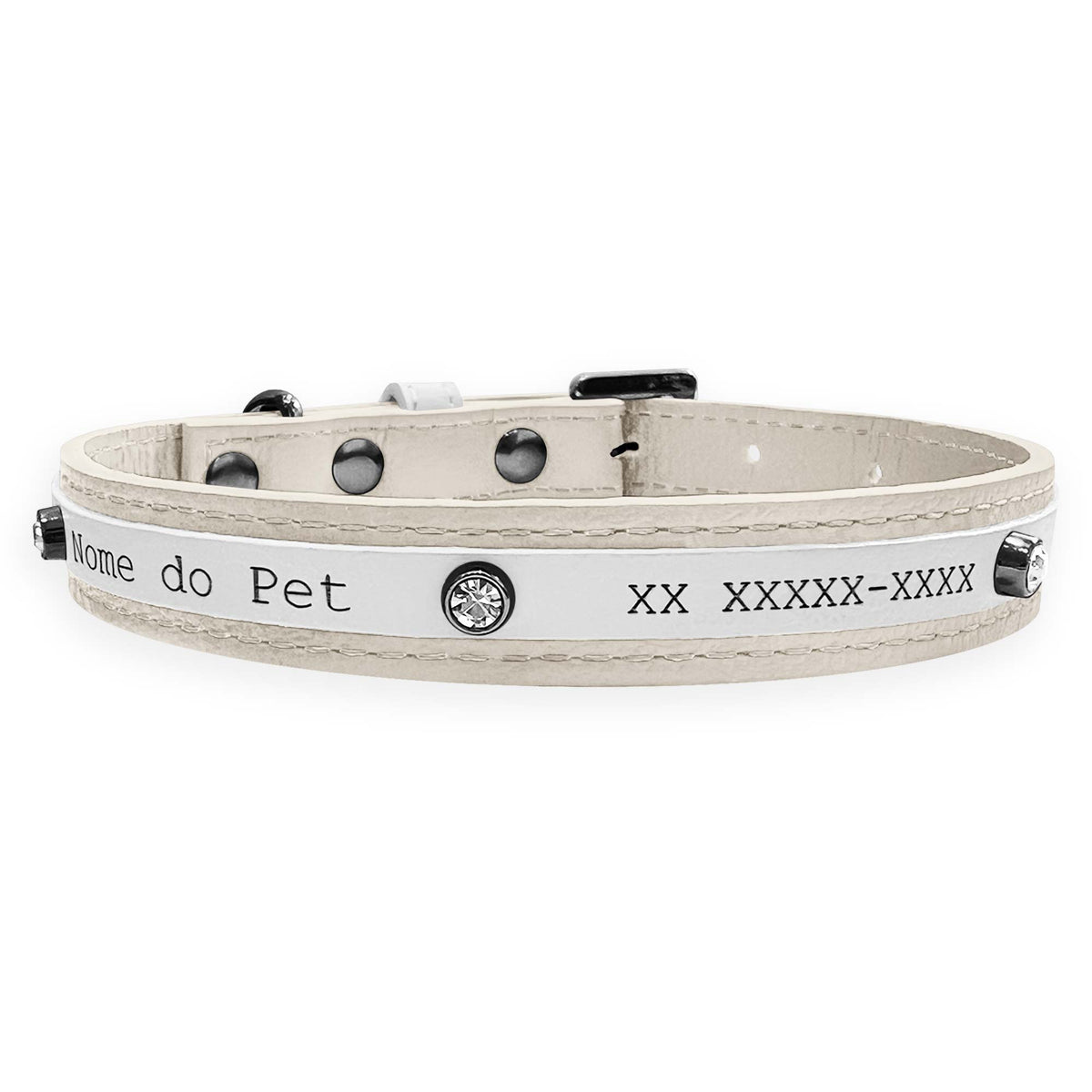 Coleira Personalizada para Cachorro com Strass | Aloha