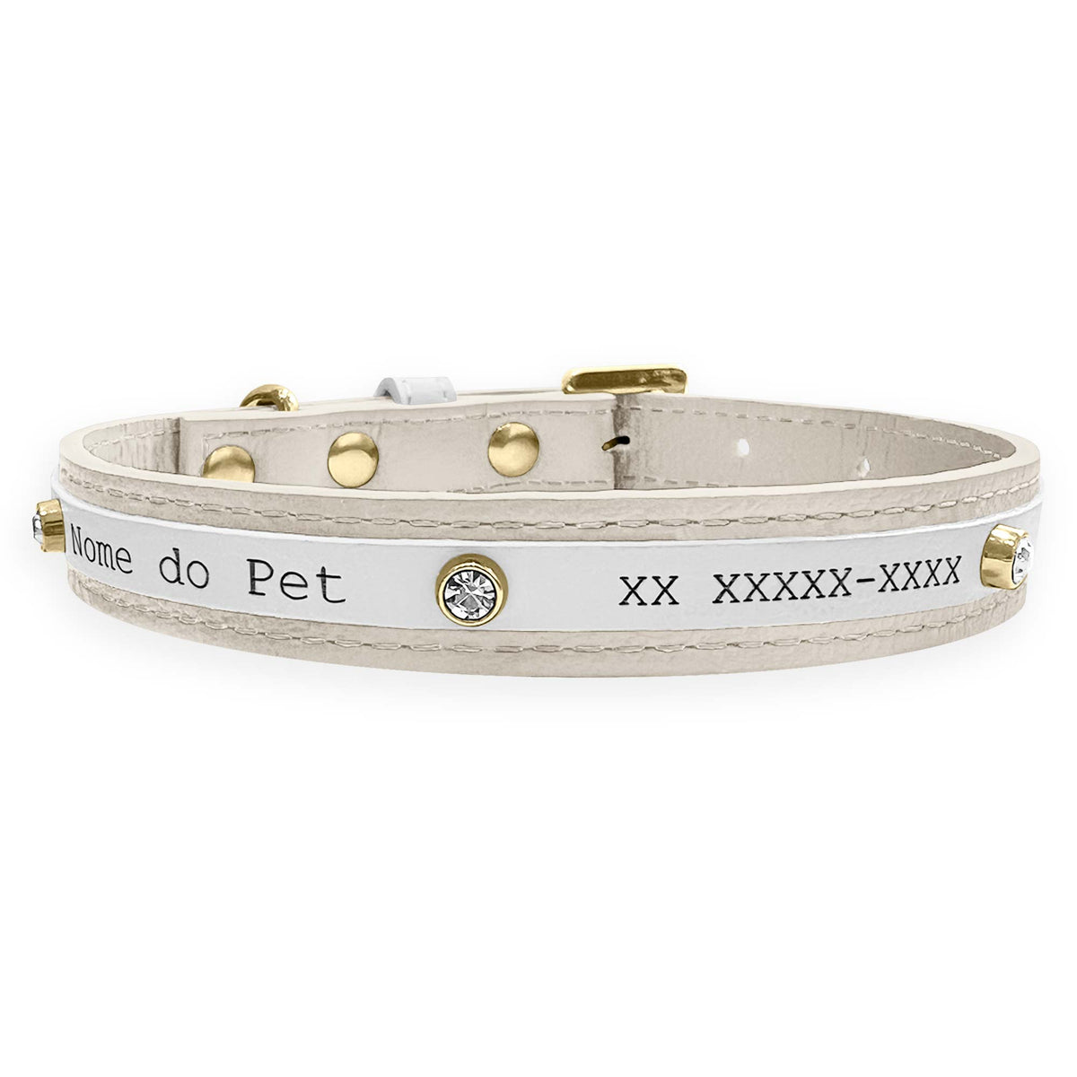 Coleira Personalizada para Cachorro com Strass | Aloha
