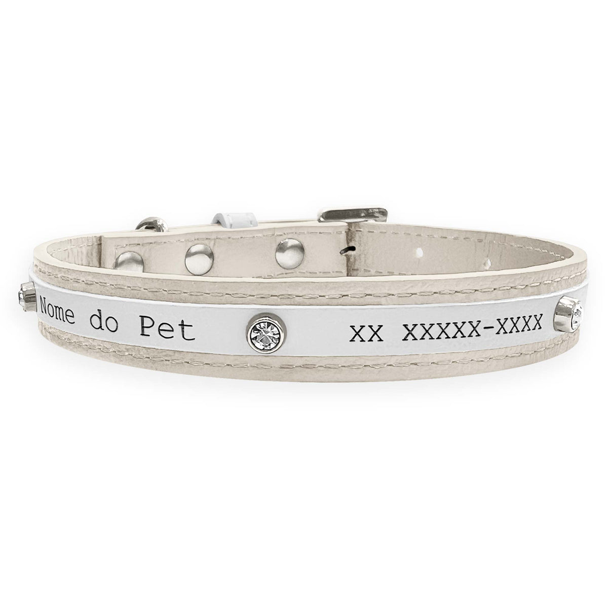Coleira Personalizada para Cachorro com Strass | Aloha