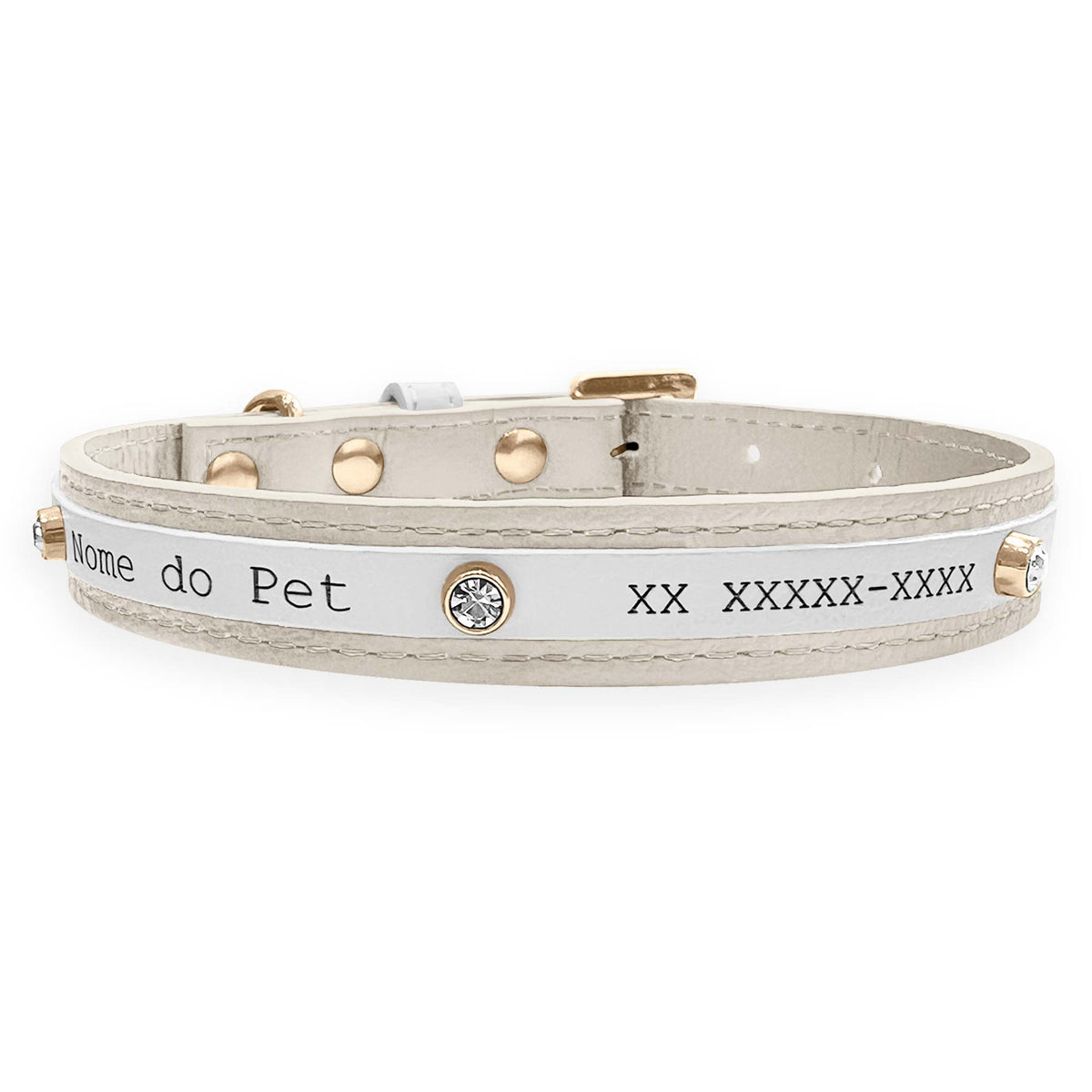 Coleira Personalizada para Cachorro com Strass | Aloha