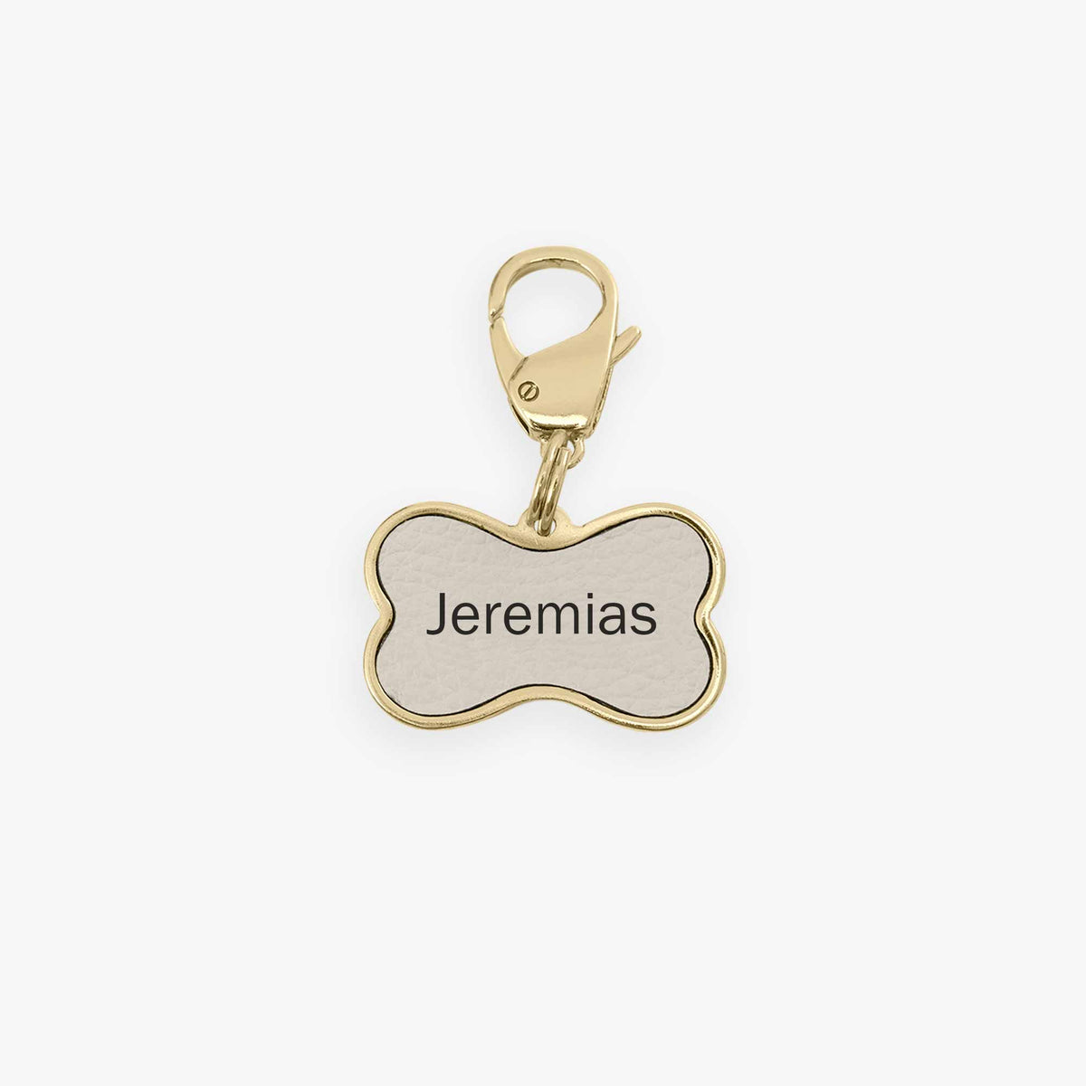 Pingente de Identificação para Pet Metal com Couro - Off White