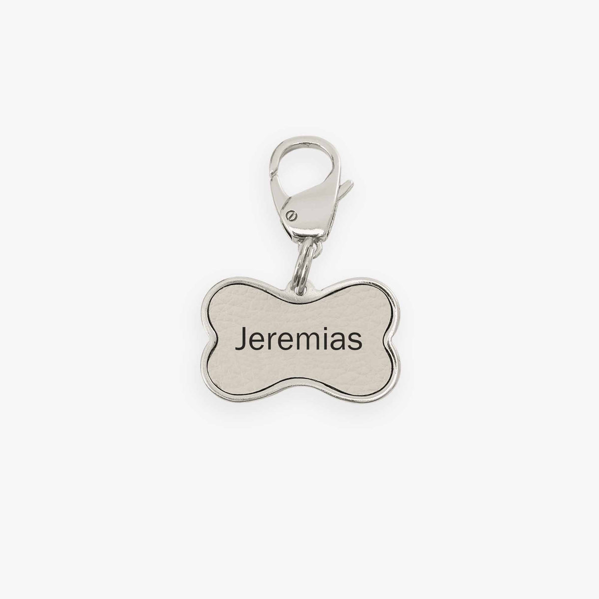 Pingente de Identificação para Pet Metal com Couro - Off White
