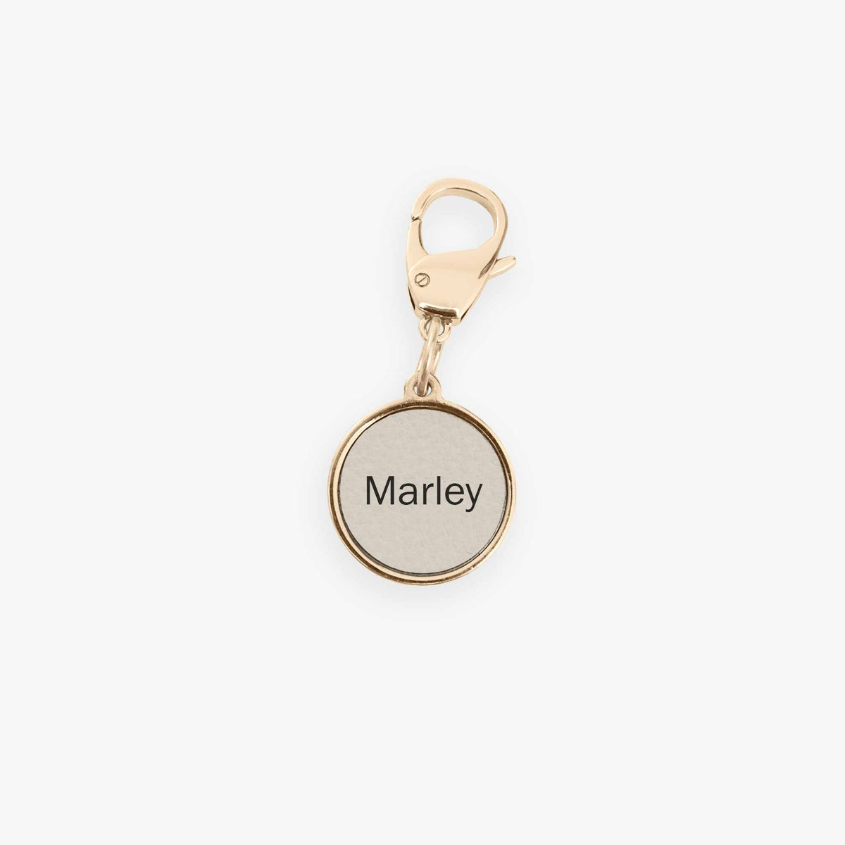 Pingente de Identificação para Pet Metal com Couro - Off White