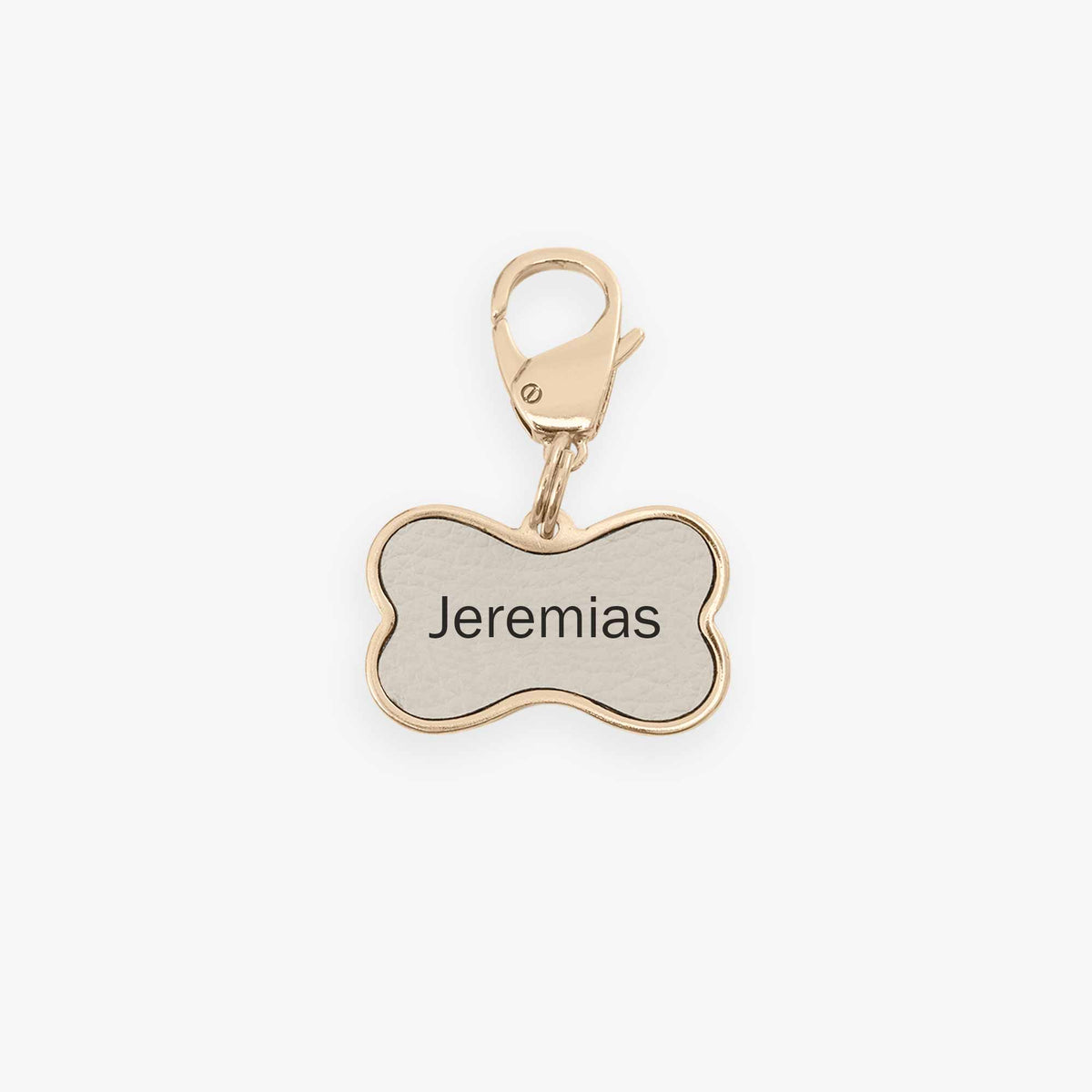 Pingente de Identificação para Pet Metal com Couro - Off White