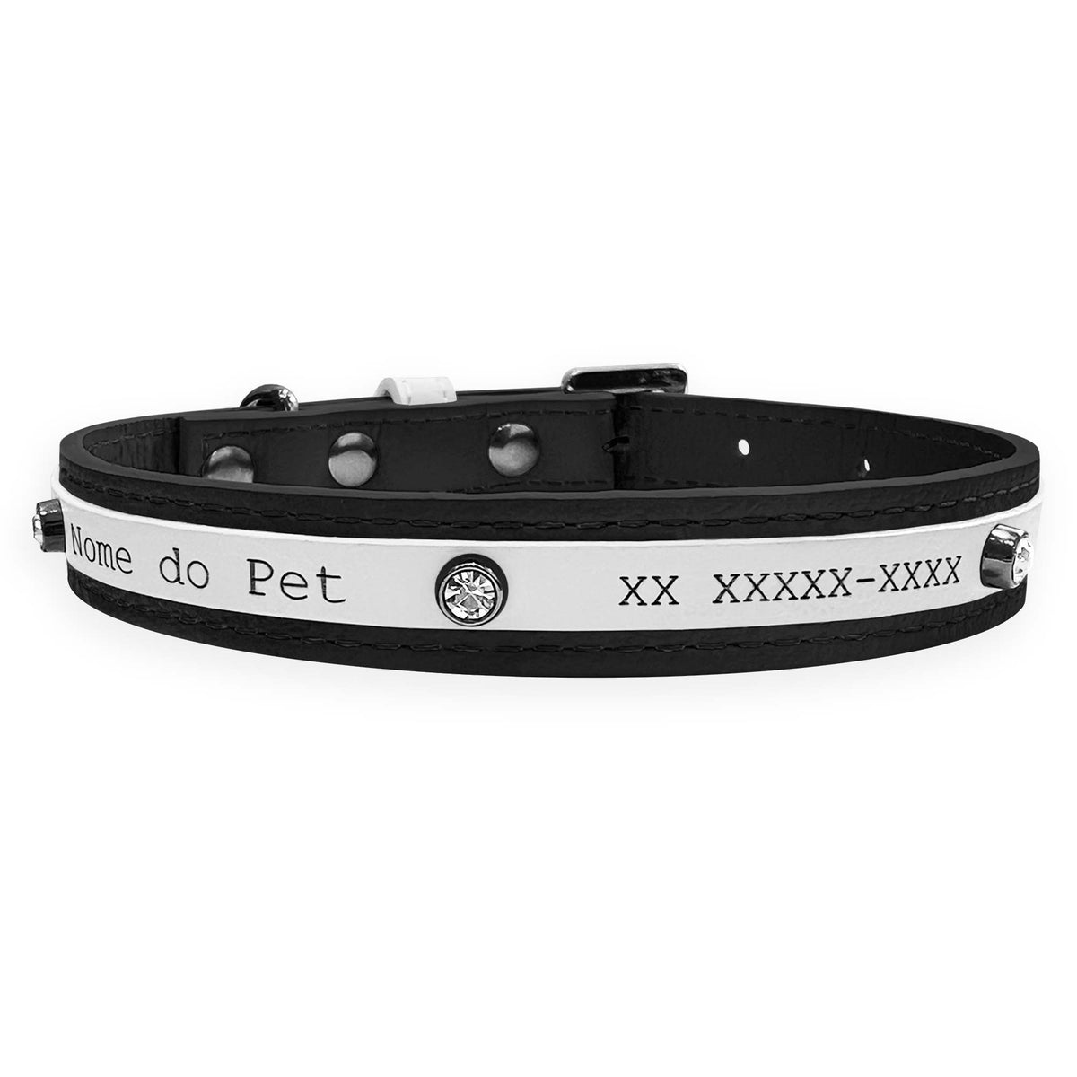 Coleira Personalizada para Cachorro com Strass | Aloha