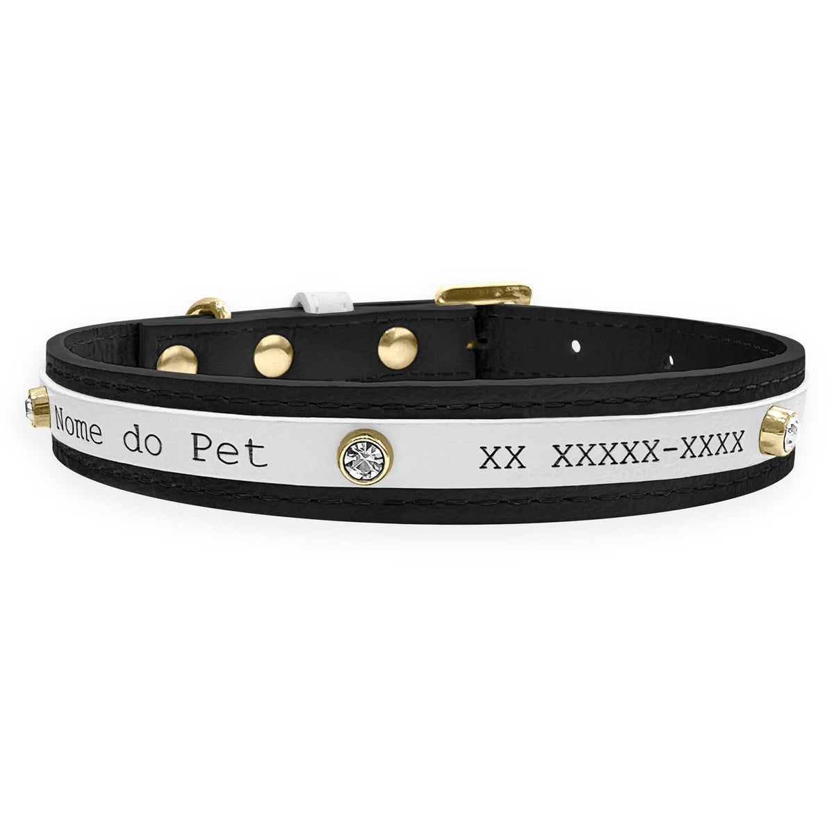 Coleira Personalizada para Cachorro com Strass | Aloha