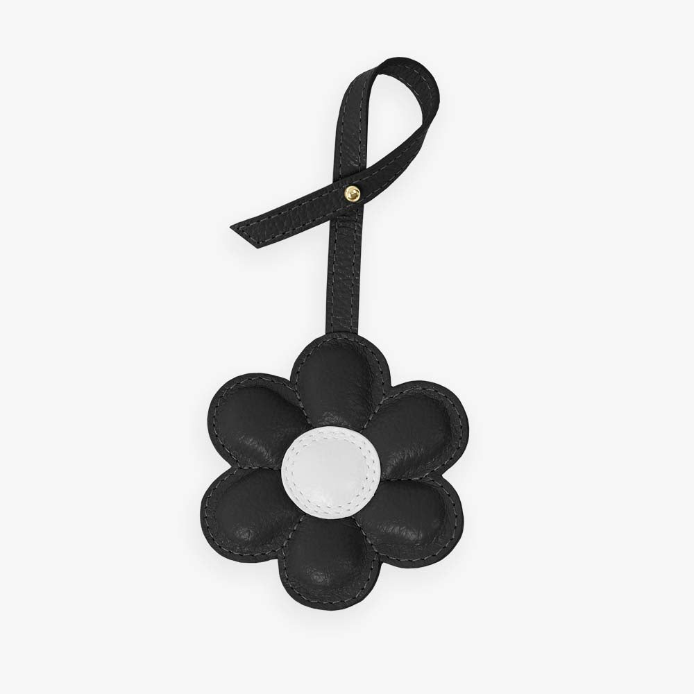 Charm Flor em Couro Legítimo | Pingente de Bolsa