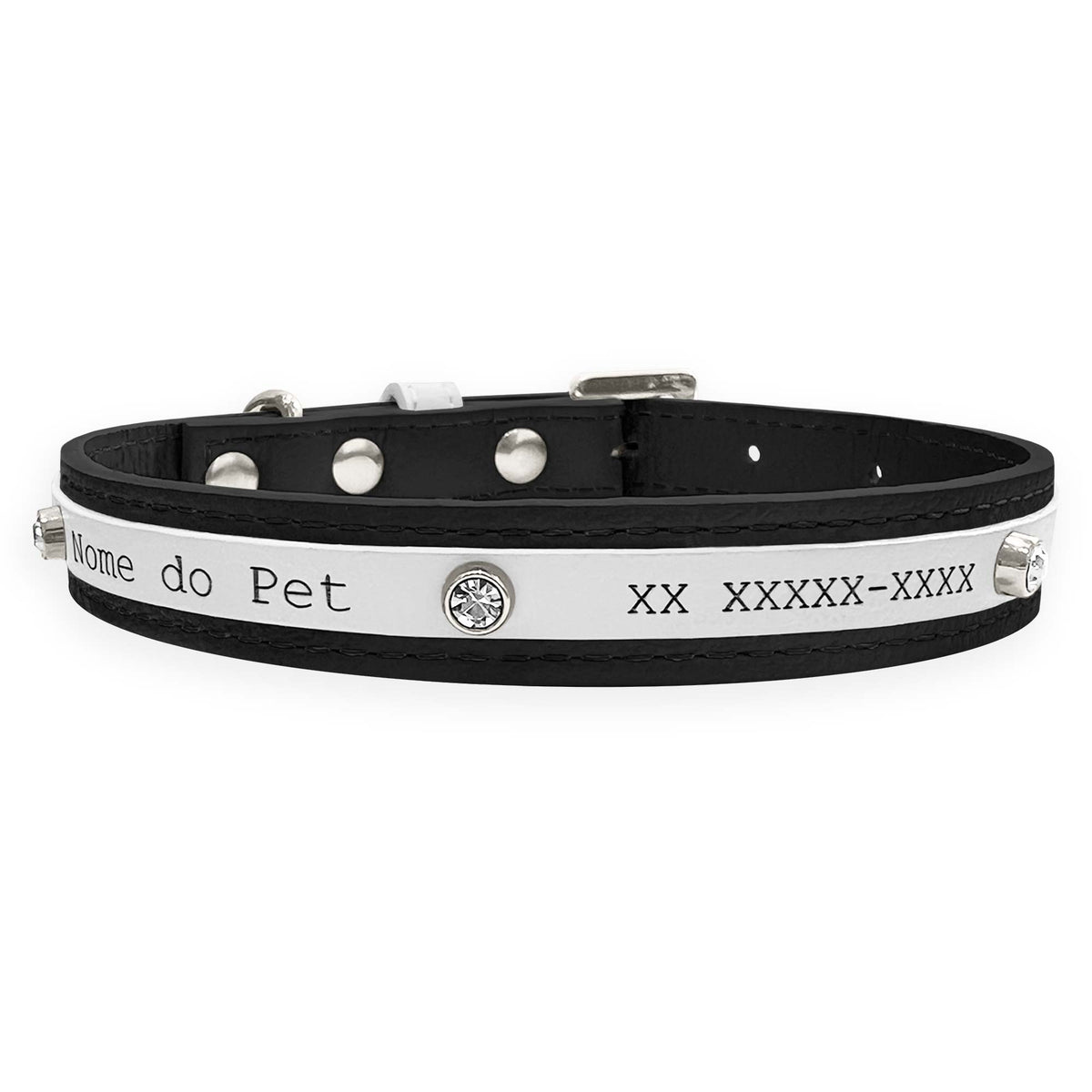 Coleira Personalizada para Cachorro com Strass | Aloha