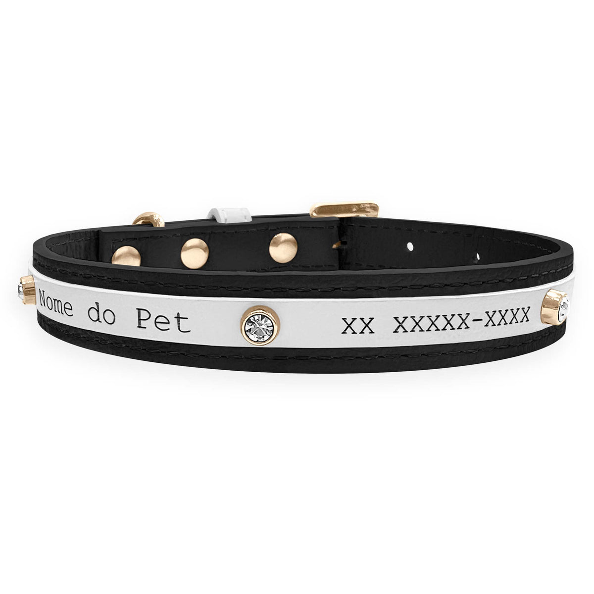 Coleira Personalizada para Cachorro com Strass | Aloha