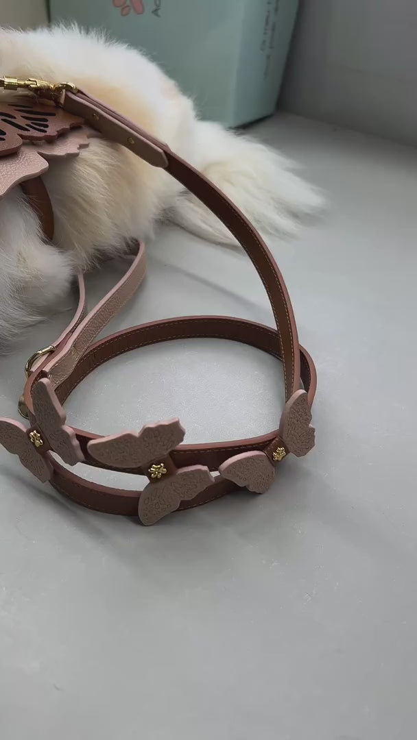 Kit Peitoral e Guia de Couro para Cachorro | Tereza