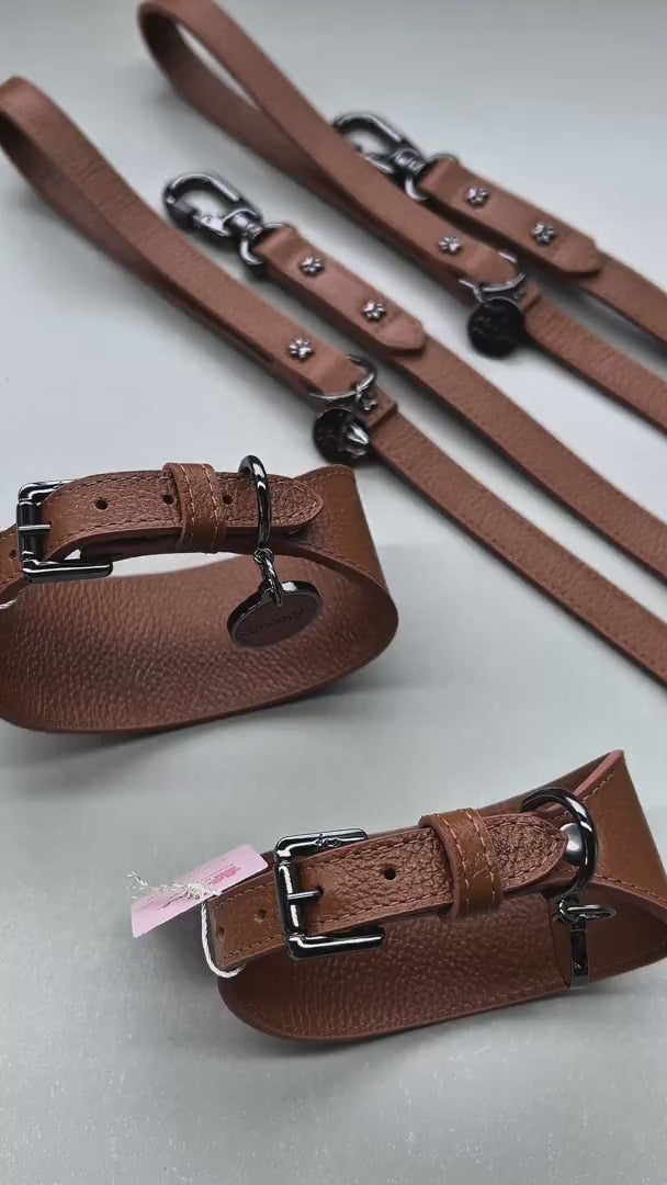 Coleira de Couro para Galgo com Design Anatômico