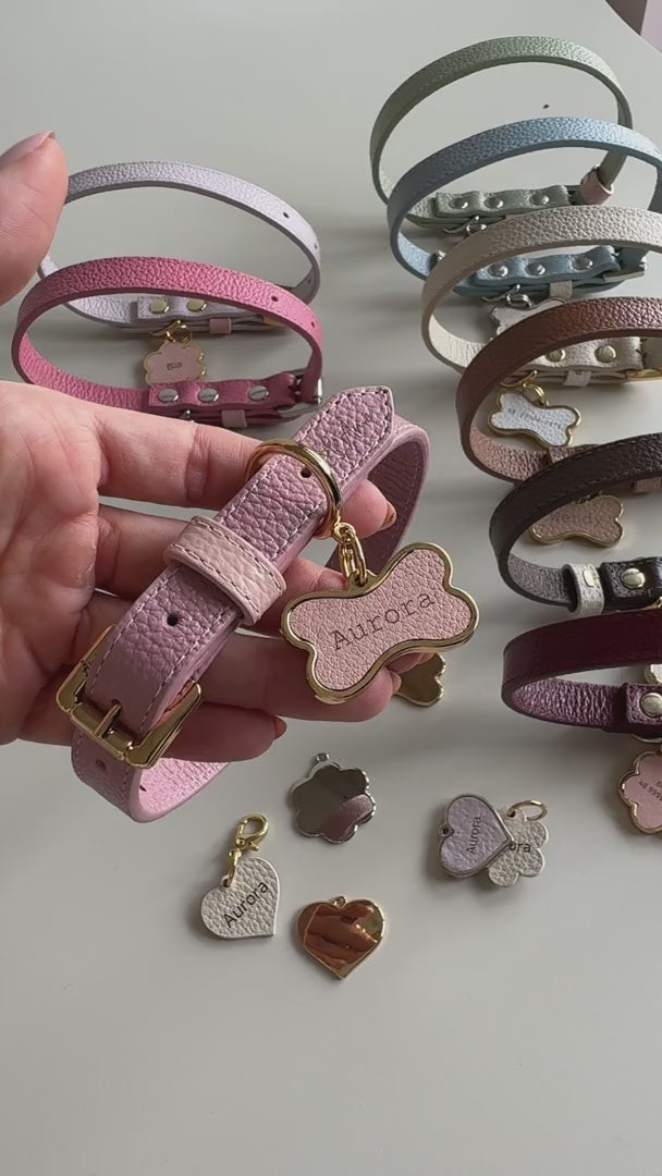 Coleira Personalizada para Cachorro em Couro | Atena