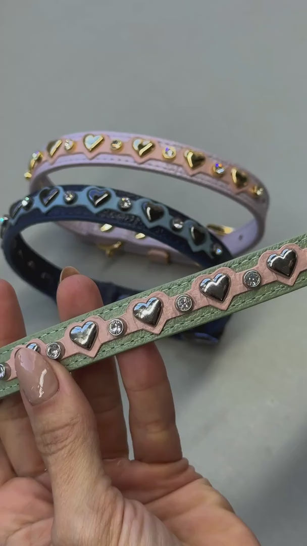 Coleira Personalizada para Cachorro com Corações | Lili