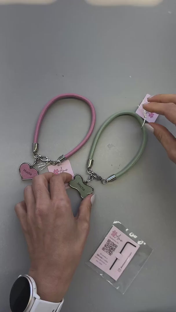 Colar Pet Personalizado em Couro Nobre | Ônix