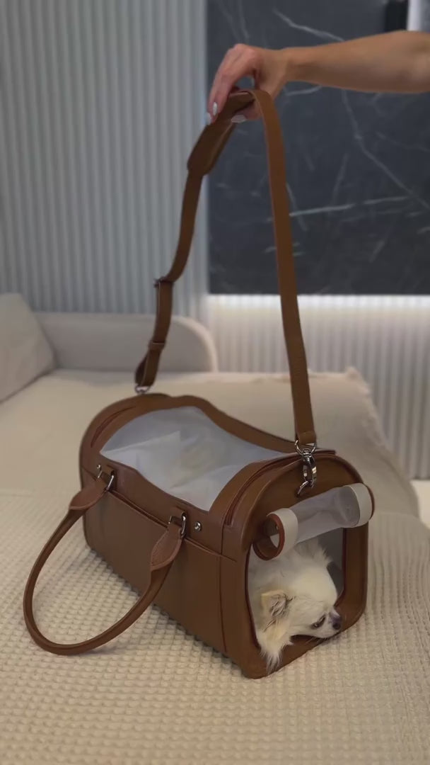 Bolsa de Transporte Pet em Couro | Ollie