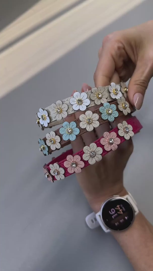 Coleira Personalizada para Cachorro com Flores | Prímula