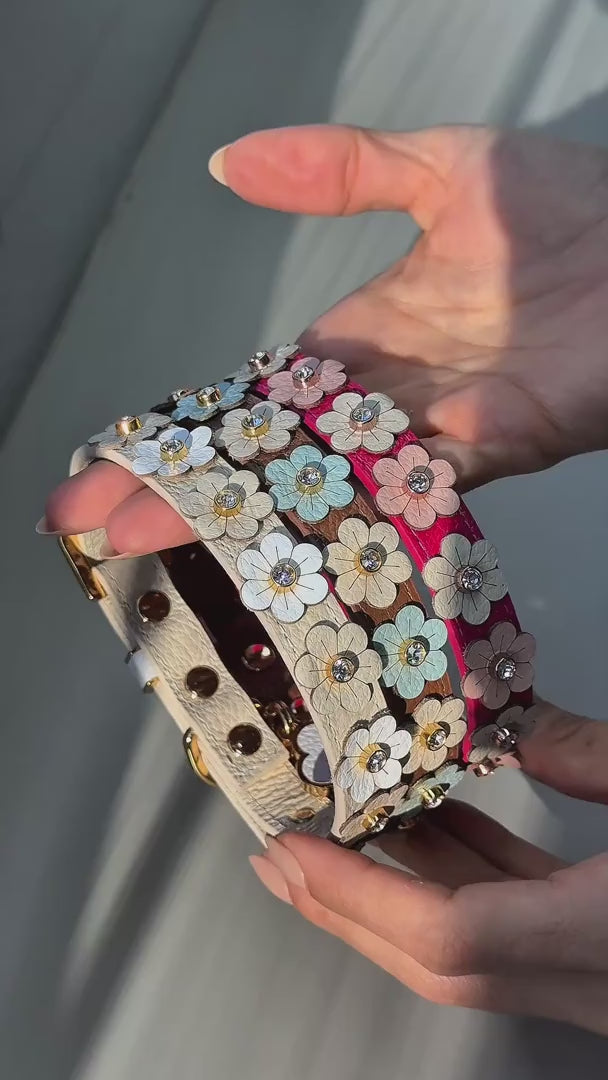 Coleira Personalizada para Cachorro com Flores | Prímula