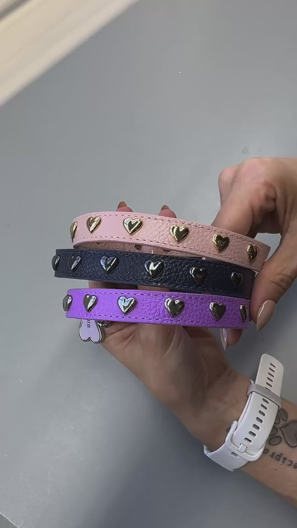 Coleira Personalizada para Cachorro com Corações | Stella