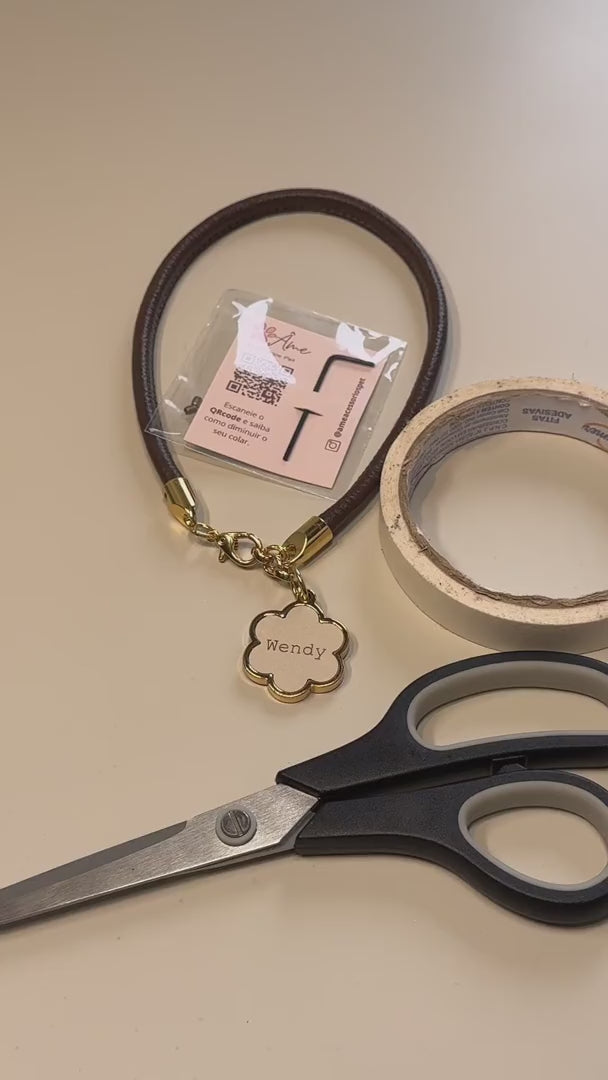 Colar Pet Personalizado em Couro Nobre | Ônix
