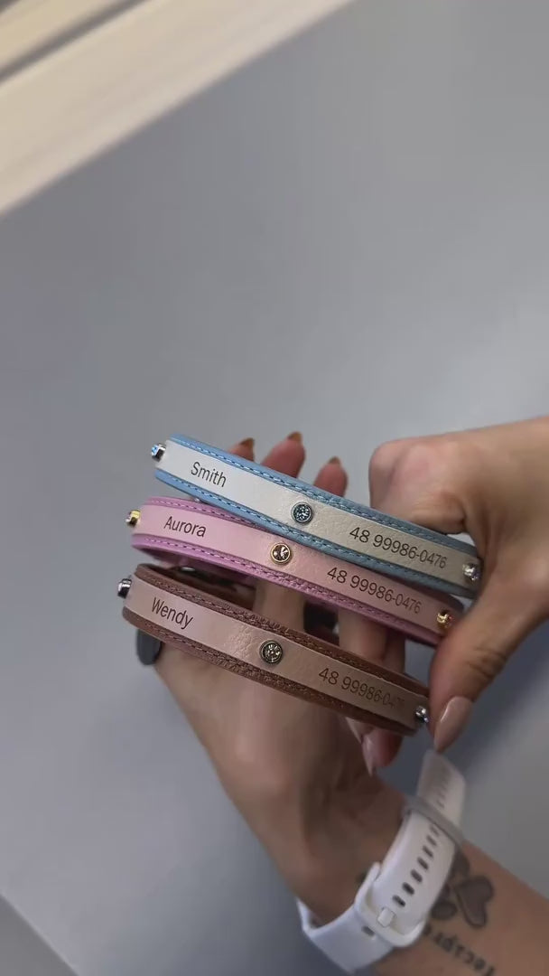 Coleira Personalizada para Cachorro com Strass | Aloha