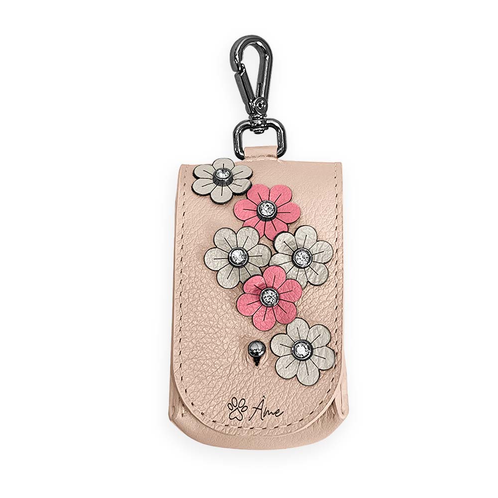 Porta Saquinhos Higiênicos de Couro com Flores | Prímula