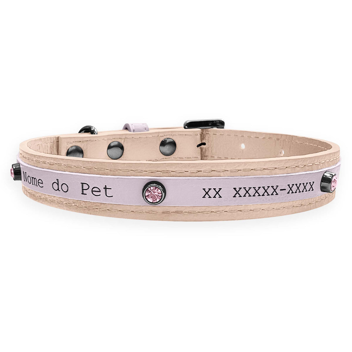 Coleira Personalizada para Cachorro com Strass | Aloha