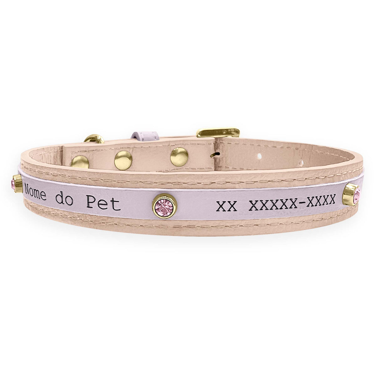Coleira Personalizada para Cachorro com Strass | Aloha