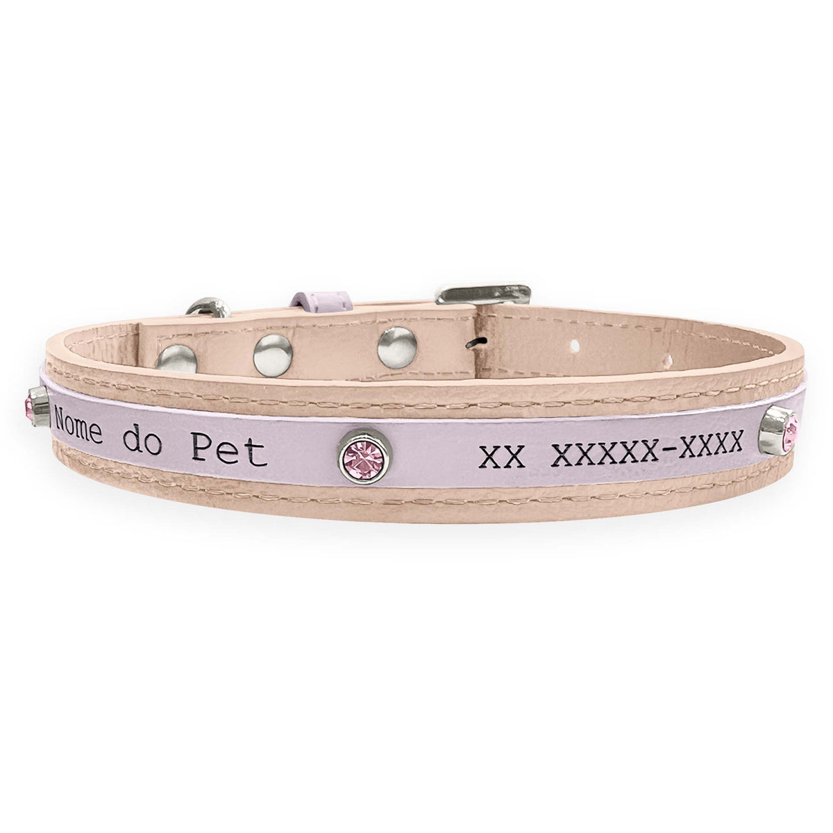 Coleira Personalizada para Cachorro com Strass | Aloha