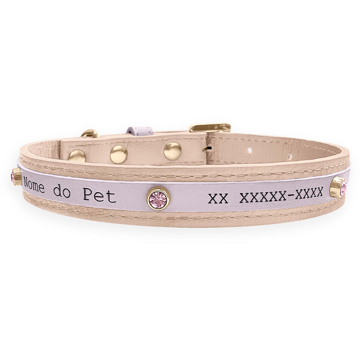 Coleira Personalizada para Cachorro com Strass | Aloha