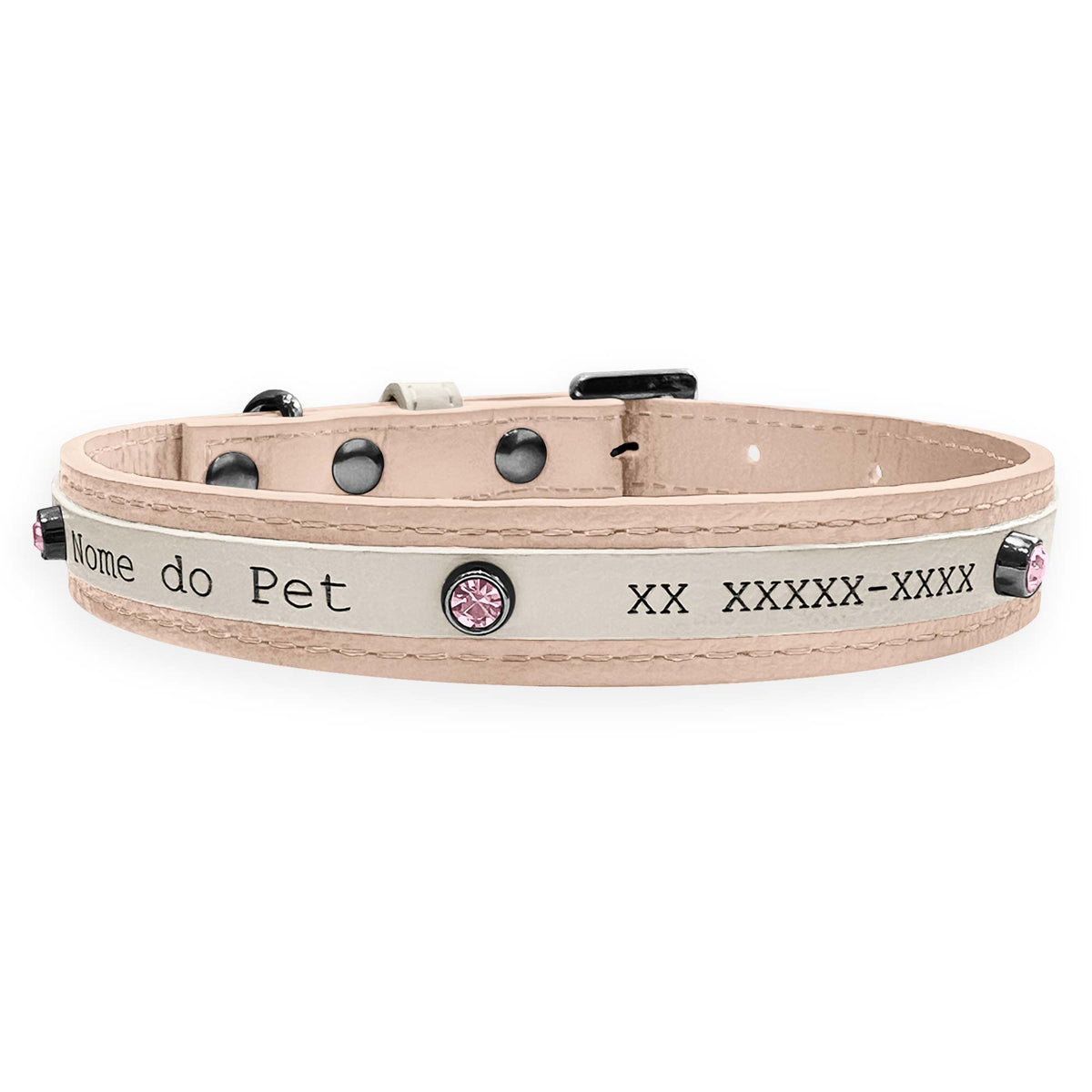 Coleira Personalizada para Cachorro com Strass | Aloha