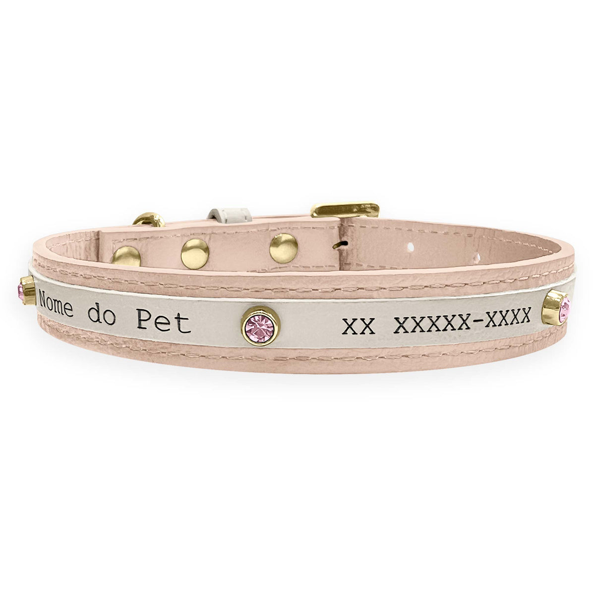 Coleira Personalizada para Cachorro com Strass | Aloha