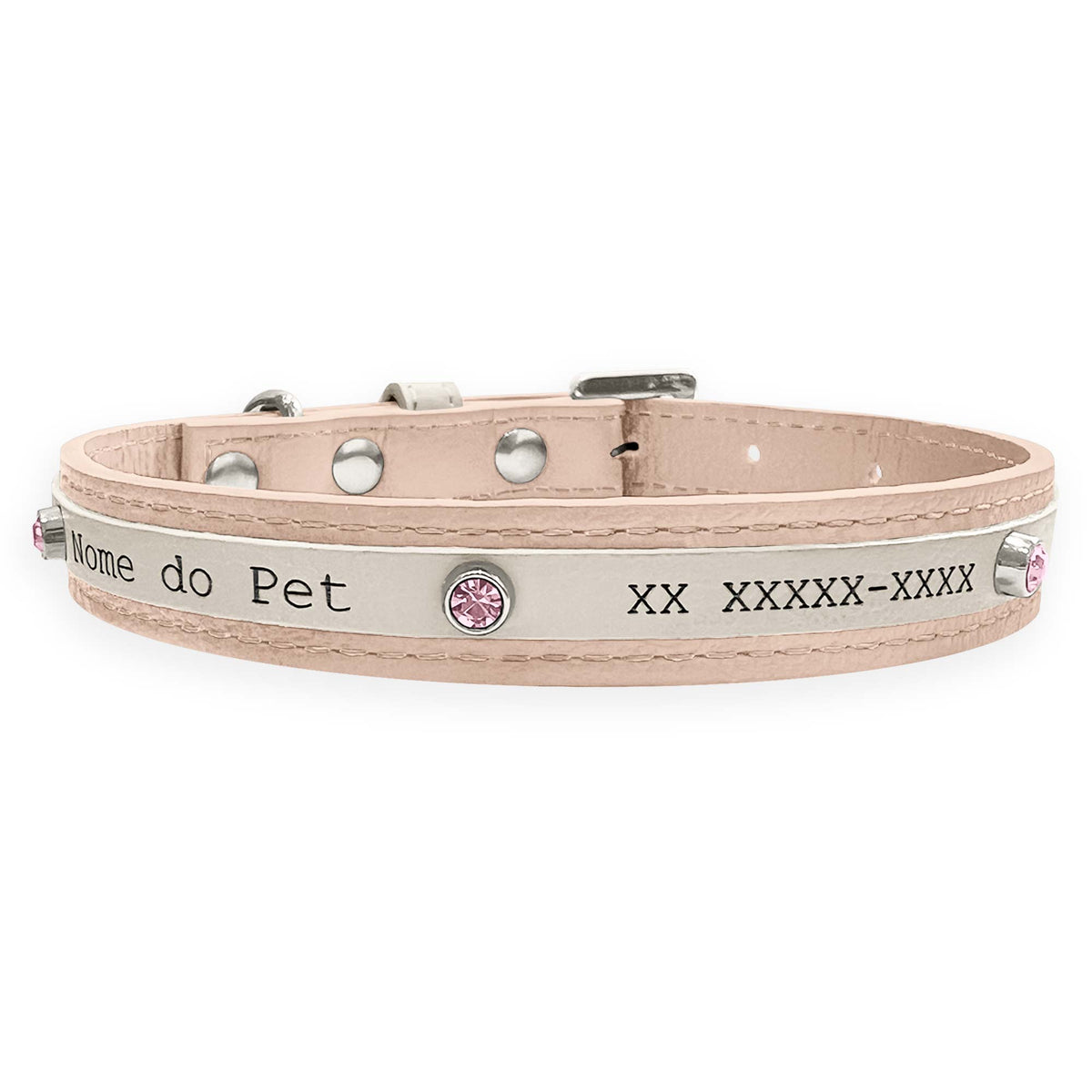 Coleira Personalizada para Cachorro com Strass | Aloha